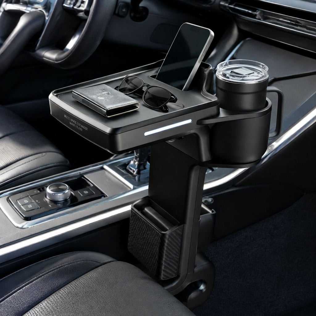 Zunavya™ DriveDeck Pro Multi-Level Car Console Organizer with Phone Stand, Cup Holder & Side Storage